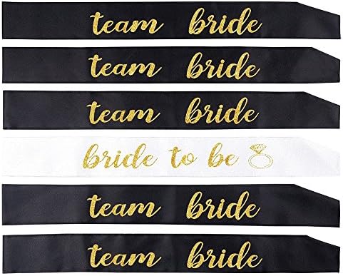 Bride &amp; Bridesmaid 6 pc Sash Set for Wedding Shower, Bachelorette Party Bridal Shower