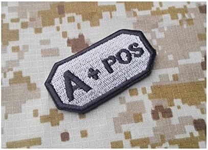 Blood Type A+ B+ AB+ O+ POS NKDA Morale Patch Hook Backing 2X1 INCH