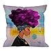 HGOD DESIGNS African Pillow Cover Decorative African Women American Pattern with Purple Hair Hairstyle Cotton Linen Print Square Pillow Case for Men/Women/18x18 inch Navy Blue Yellow Purple