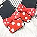 Soft Silicone Minnie Mouse Case with Kickstand for iPhone 7 Plus / 8 Plus 7+ 8+ 7Plus 8Plus Large Size Cartoon Black Red Color Polka Dots Protective Cute Lovely Gift Kids Boys Girls Little Teen