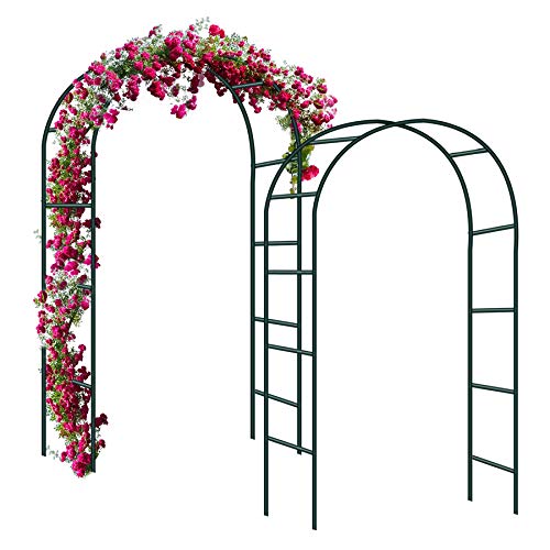 Forever Speed Rosenbogen Torbogen Garten Rankgitter Rosenhilfe aus Pulverbeschichtetem Stahl, Garten Decoration und Verzierung Kletterer wetterfest 240 x 140 x 38 cm/Grün(2 Stück)
