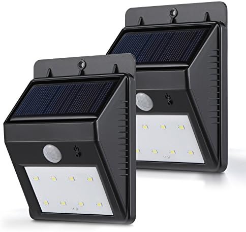 Lighting Mall 2 Pack Solar Light, Wireless Security Activated Light, Motion Sensor, Waterproof, Ultra Bright for Garden, Garage, Driveway and Other Outdoor Use – 8 LEDs, No Battery Required