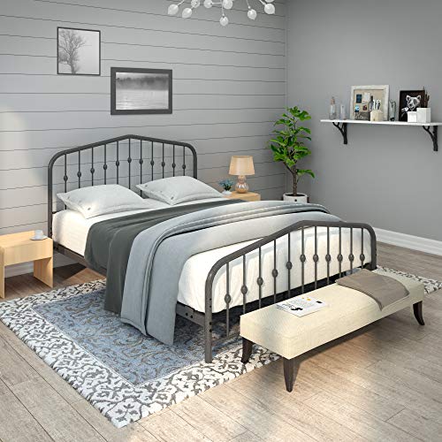 CASTLEBEDS Washington Queen Metal Bed Frame with Headboard and