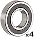 PGN (4 Pack) 6202-2RS Bearing - Lubricated Chrome Steel Sealed Ball Bearing - 15x35x11mm Bearings with Rubber Seal & High RPM Support