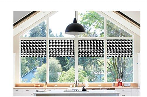 Faux Roman Shade Valance Custom Made in Black & White Houndstooth Print Fully Lined, Ready to Hang