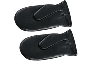 Totority Insulated Black Xl Shearling Leather Mittens with Thick Wool Lining, Warm Outdoor Gloves for Men and