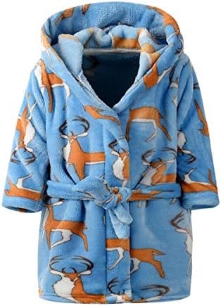 TOLLION Toddlers/Kids Hooded Terry Robe Fleece Bathrobe Children's Pajamas Sleepwear