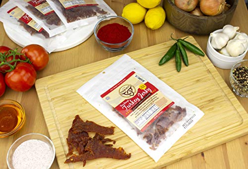 Mission Meats Paleo Sriracha Free Range Turkey Jerky | Hand Crafted & Small Batch. MSG Free, Nitrate & Nitrite Free (Kickin' Sriracha Turkey Jerky, 3 pack)