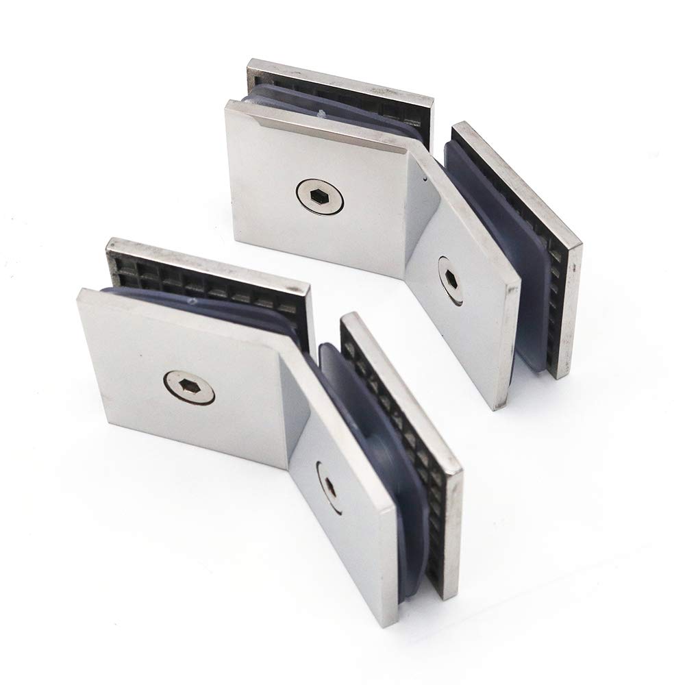 Set of 2 NUZAMAS 304 Stainless Steel Shower Screen Hinges, Glass Clamp, 135 Degree Brackets, 8-12mm Thicnkess Glass, Bathroom Shower Screen Installation