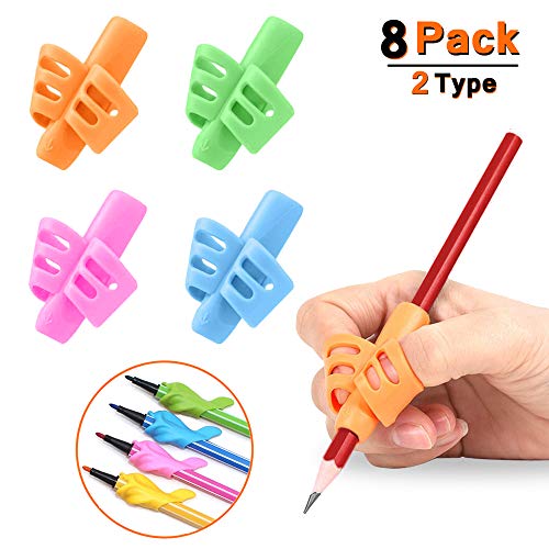 Pencil Grips - Pencil Grips for Kids Handwriting, Writing Aid Grip Trainer, Finger Grip Posture Correction Tool for Children Preschoolers 8 Pack (Best Pencil Grips For Handwriting)