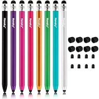 Honsky Cell Phone Stylus, Tablet Stylus for Touch Screens: Universal Slim Long Metal Pencil-Like Stylist Pens, Tablet Pen, Touchscreen Stylus Pen - Bulk, Multi-Colored - Six Sided, 8 Packs