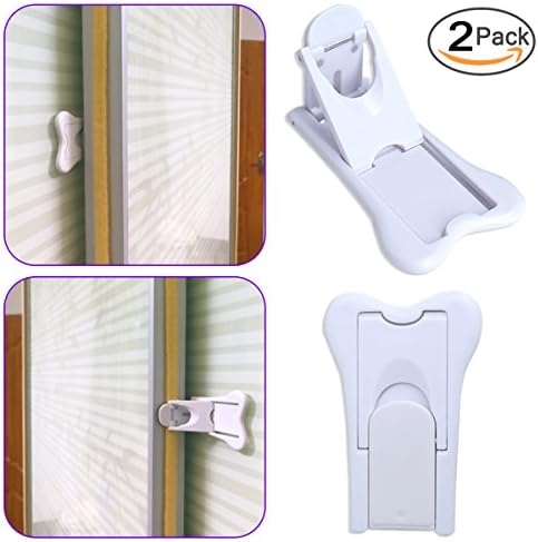 2 Pack Child Safety Sliding Door/Window Lock for Closet, Glass Doors (Style B, White)