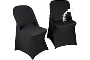 Maiangel 40PCS Stretch Spandex Folding Waterproof Chair Covers,Universal Fitted Chair Cover Protector for Wedding Party Banquet Holidays Celebration Decoration(Black)