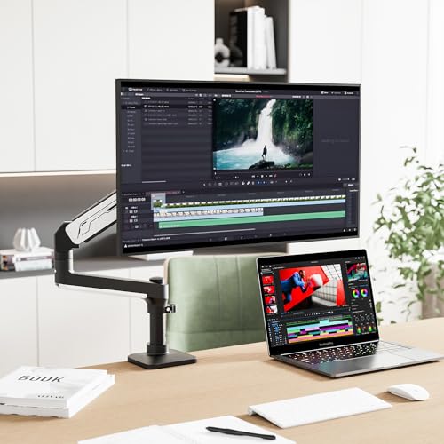 ETHU Monitor Stand, 2-14KG Heavy Duty Gas Spring Monitor Arm with Height Adjustment & Tilt, VESA Desk Mount with Dual Installation Options for 17-40 inch Screens, VESA 75x75/100x100, Black