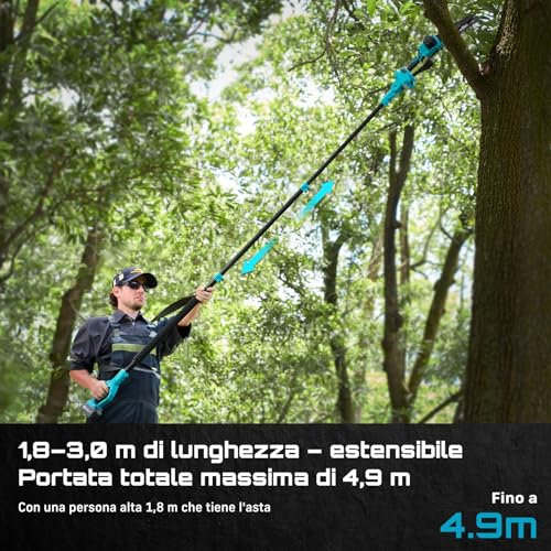 SEESII PS810 8 Inch Cordless Telescopic Chainsaw & Mini Chainsaw, 2-in-1 Electric Pruning with Rod, Reaches up to 16 Ft Mini Brushless Saw for Garden Cutting