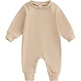 Lukivech Newborn Infant Baby Boy Girl Clothes Solid Color Long Sleeve Romper Jumpsuit One Piece Bodysuit Fall Winter Outfit