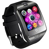Qiufeng Q18 Smart Watch Smartwatch Bluetooth Sweatproof Phone with Camera TF/SIM Card Slot for Android and IPhone Smartphones for Kids Girls Boys Men Women(Black)