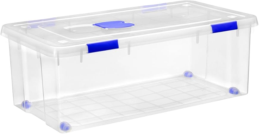 Gran caja de clasificación de plástico con ruedas (Mod. 17), Natural: Amazon.es: Hogar