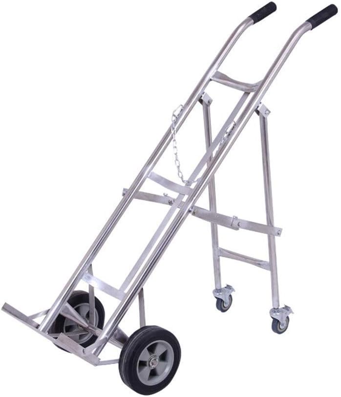 AITK Shopping Cart, Durable Stainless Steel Gas Truck Four Wheel Oxygen Cylinder Acetylene Bottle Trolley Gas Tank Pull Truck 1400 * 320 - for Easy Transportation Silver 141x45x31cm