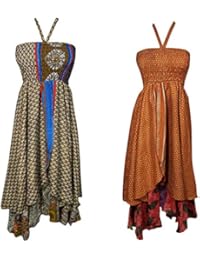 2pc Womens Strap Dresses Double Layer Beach Boho Skirts OneSize