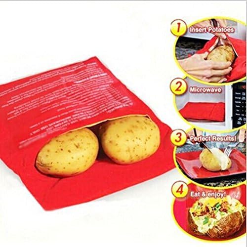 Microwave Baked Potato Bag-Great for Baking Food,Corn (Set of 3, Red)