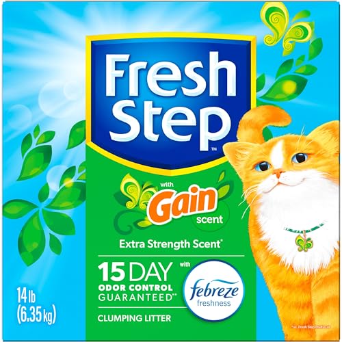 FRESH STEP CLUMPING LITTER WITH FEBREZE FRESHNESS GAIN ORIGINAL SCENT, LOW-DUST FORMULA WITH AMMONIA BLOCK TECHNOLOGY, 14 LB. BOX