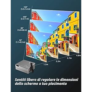 YOHOOLYO Mini Proiettore Portatile, 5500 Lumen Videoproiettore, 1080P con 200 pollici Display, 50000 Ore Cinema… - immagine 4