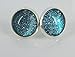 Summerfield Collection Silver-tone Twinkle Glitter Glass Galaxy Stud Earrings Hand-painted 12mm (Teal Green/Blue)