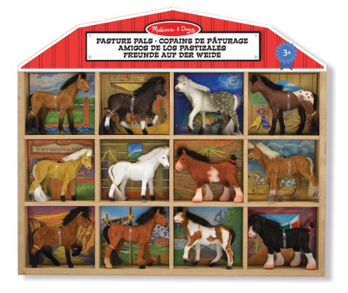 Melissa & Doug Pasture Pals - 8 Collectible Horses With Wooden Barn-Shaped Crate
