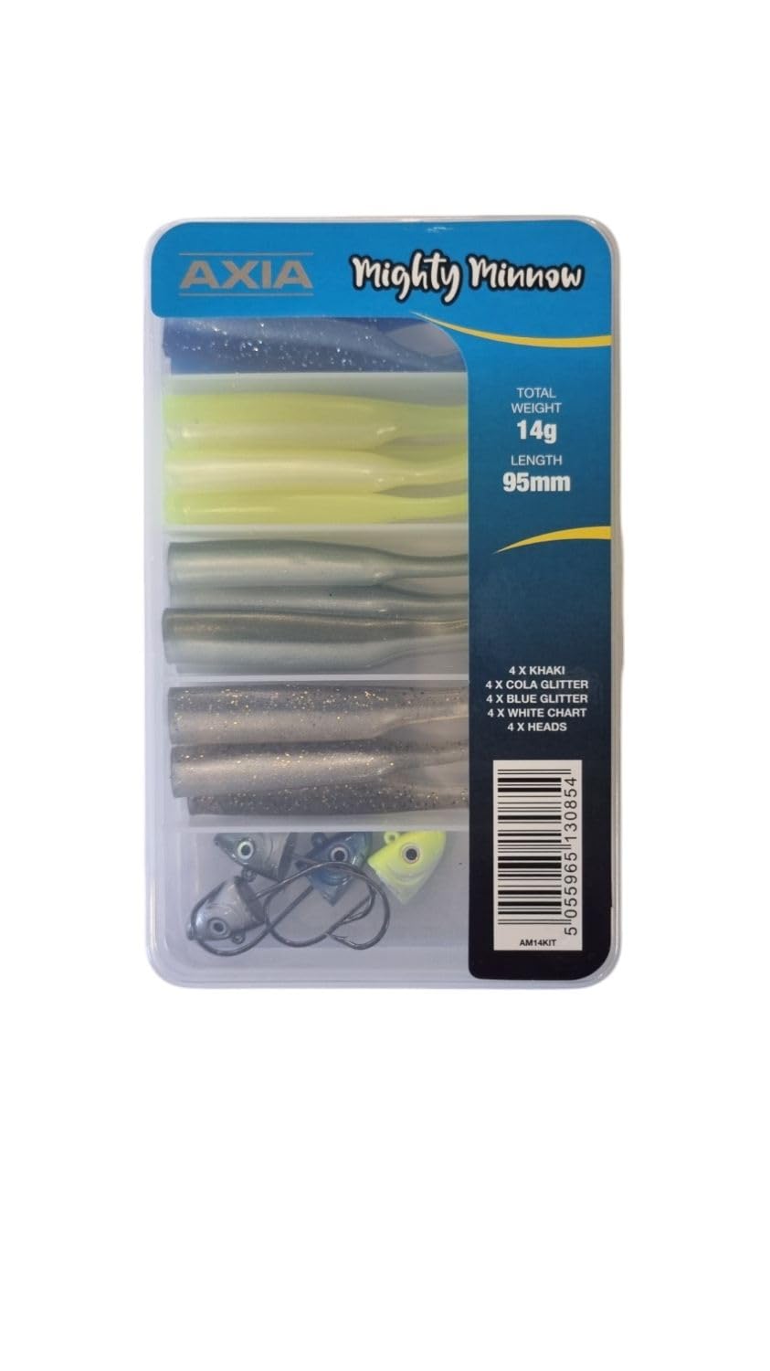 Axia Mighty Minnow Soft Fishing Lure Set With Tackle Box (14g Set)