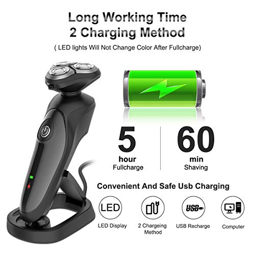 Electric Razor for Men- 4 in 1 Nose Hair Trimmer, Facial Cleansing Brush, Beard Trimmer, Mane Shape Trimmer Electric Men's Rotary Shavers Grooming Kit with Pop-up Trimmer Christmas Gifts for Men