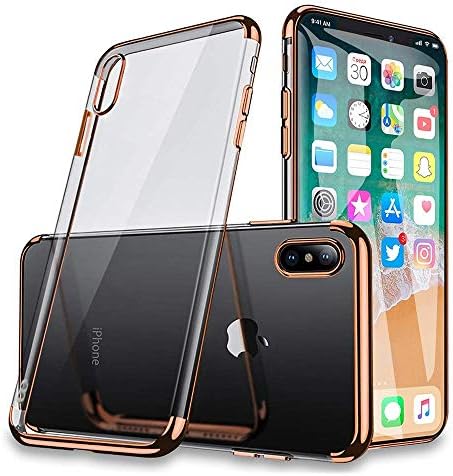 GradCap iPhone Xs Max Chrome Case, Electroplating Case for iPhone Xs Max, Ultra-Slim Transparent Crystal Clear Anti-Yellowing Soft Gel Cover for Apple iPhoneXSMax (Clear Back + Rose Gold Frame)