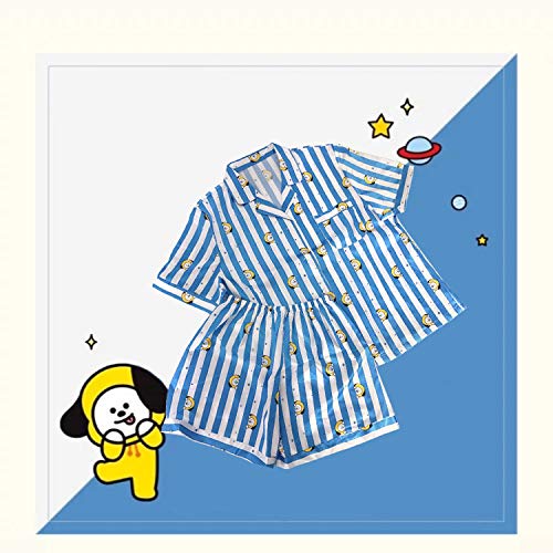PINGJING BTS Bangtan Boys Cartoon Cute Summer Short Sleeve