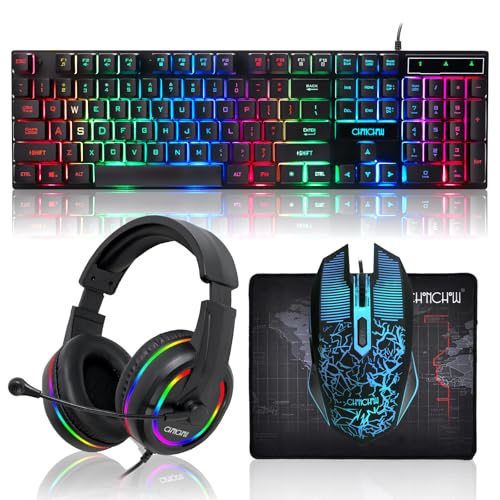 CHONCHOW 4 in 1 Gaming Keyboard and Mouse Bundle
