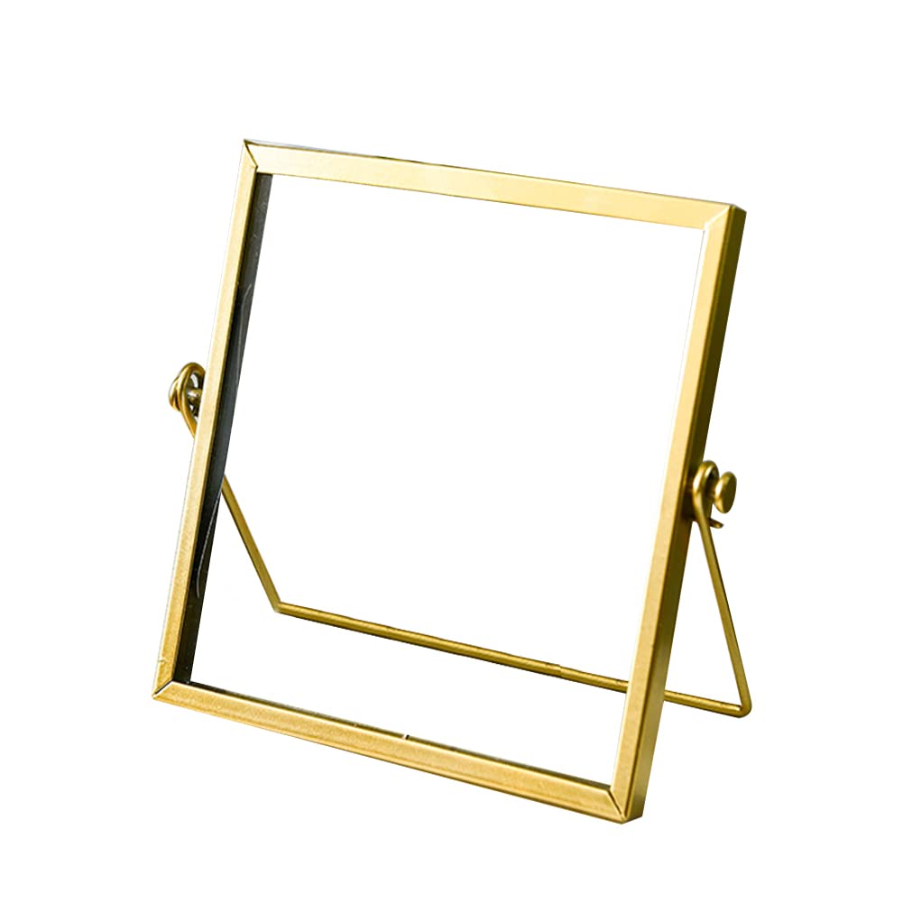 Retro Glass Photo Frame Metal Geometric Picture Frame Floating Picture Frame, Gold Photo Frame Photo Display For Photos, Cards, Posters, Certificates, 17.5 x 22.5 cm