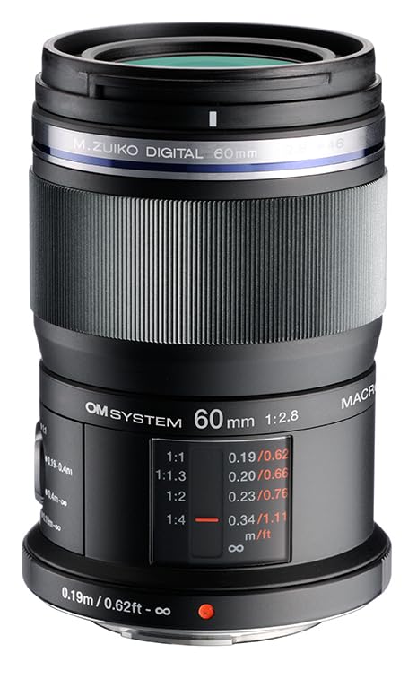 OM SYSTEM M.Zuiko Digital ED 60 mm F2.8 Macro Lens, High Quality Micro Four Thirds Optics, High Resolution Close-up Shots, Dust and Splashproof, for Nature and Portrait Shooting, for All MFT Cameras