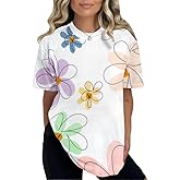 Daisy Shirts Womens Flower Shirt Wildflowers Graphic Tee Floral Print Tshirts Botanical Tee Tshirt Round Neck Casual Blouses