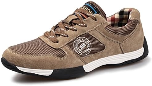 MVVT Men's Casual Suede Sneakers Outdoor Breathable Walking Shoes (9US=EU/FR 43, Khaki)