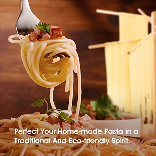 iSiLER Natural Beech Wood Pasta Drying Rack, Pasta and Spaghetti Dryer Stand with 4 Branched, Detachable Arms for up to 4 Pounds of Pasta Dough