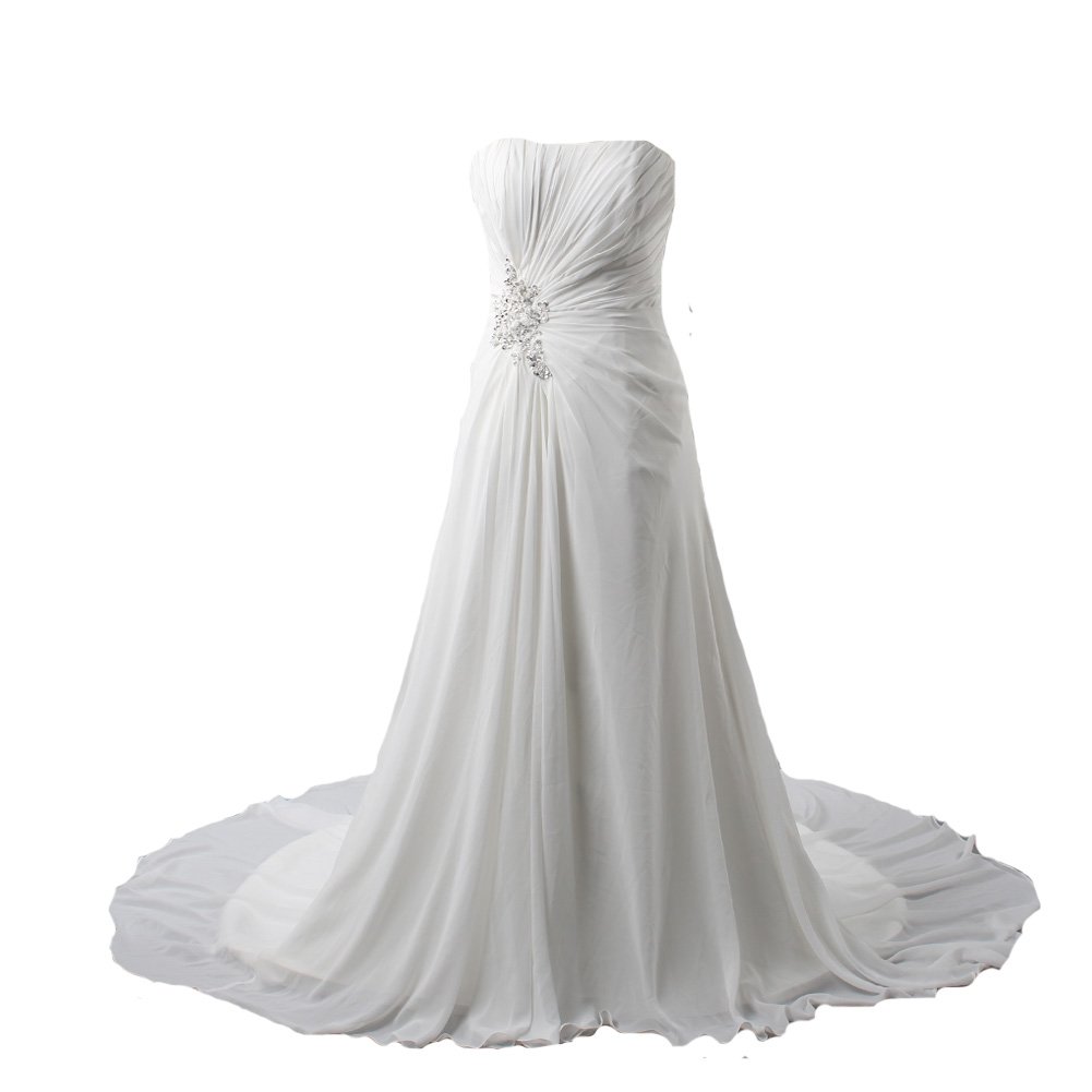 Kivary-Womens-White-Chiffon-A-Line-Beach-Informal-Bridal-Wedding-Dresses-US-22W