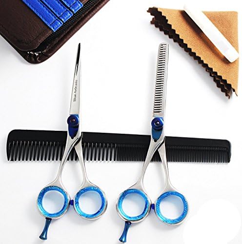 5.5 inch Left Hand Barber Cutting Scissors Set for Hairdressing, razor Cutting Scissor &amp; Thinning Shear