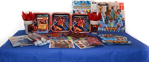 Spider Man Birthday Party Supplies | Ultimate Party Set For 16 GUESTS | Marvel Spider Man Paper Plates, Napkins, Cups, Cutlery, Invitations, Birthday Banner, Room Decorations and Party Favors!
