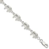 Diamond2Deal 925 Sterling Silver Elephant Bracelet 7"