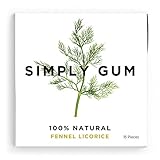 Simply Gum, Fennel Licorice Natural Chewing Gum - Non GMO, Vegan, 6 Packs (90 Pieces)