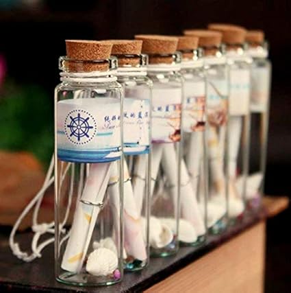 Best Gift for Valentines Day a Set of 5pc Message Bottle with Free Beautiful Wooden Box by McClub