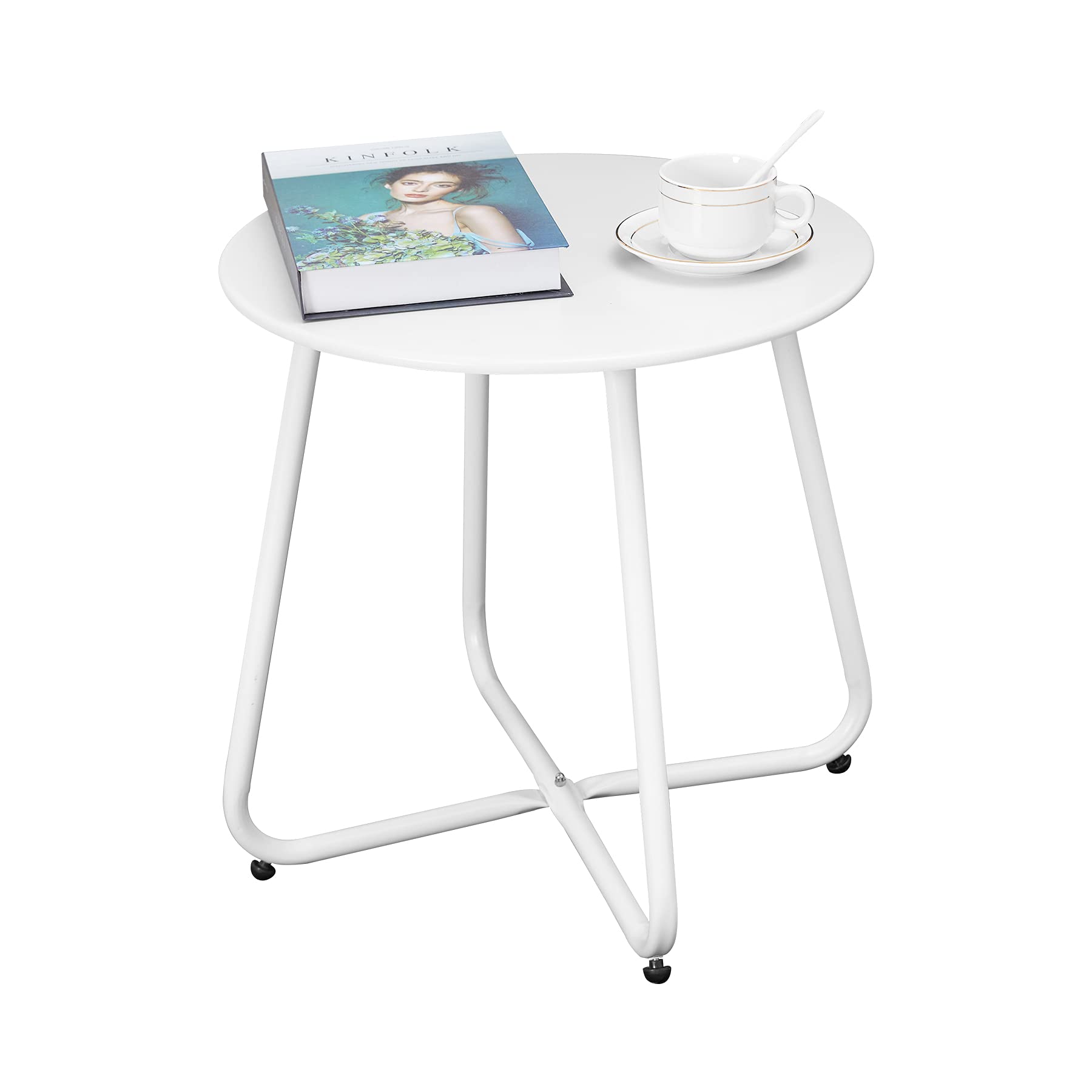 Small Patio Table 14 Inch Round Metal Side Table - Weather Resistant Outdoor Indoor Table For Patio & Garden 14 Inch Metal Patio Table Indoor Outdoor Use