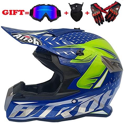 Lavacraft Motocross/ATV/Dirt Bike 3-pc Gear Combo Set - Helmet, Gloves & Goggles - DOT Certified (4 SIZE, Multicolor)