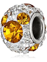 Stainless Steel Mickey Crystal Birthstone Bead Charm