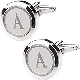 Dannyshi Mens Classic Stainless Steel Initial Cufflinks 26 Alphabet Initial Letter Cufflinks Business Wedding Shirts A-Z