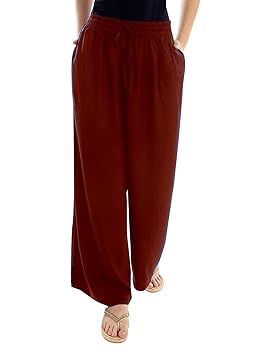 Kaylee Enterprise Women's Pure and Taffeta Silk Palazzo Materials (Maroon; Free Size; 26 to 42